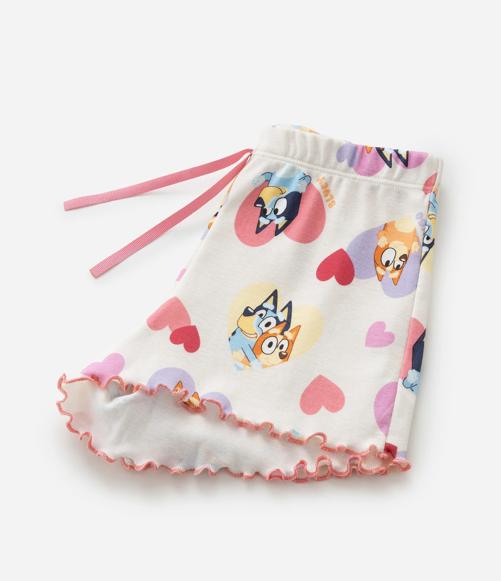 Pijama Infantil com Estampa Bluey e Bingo com Corações - Tam 3 a 8 Anos Off White 12