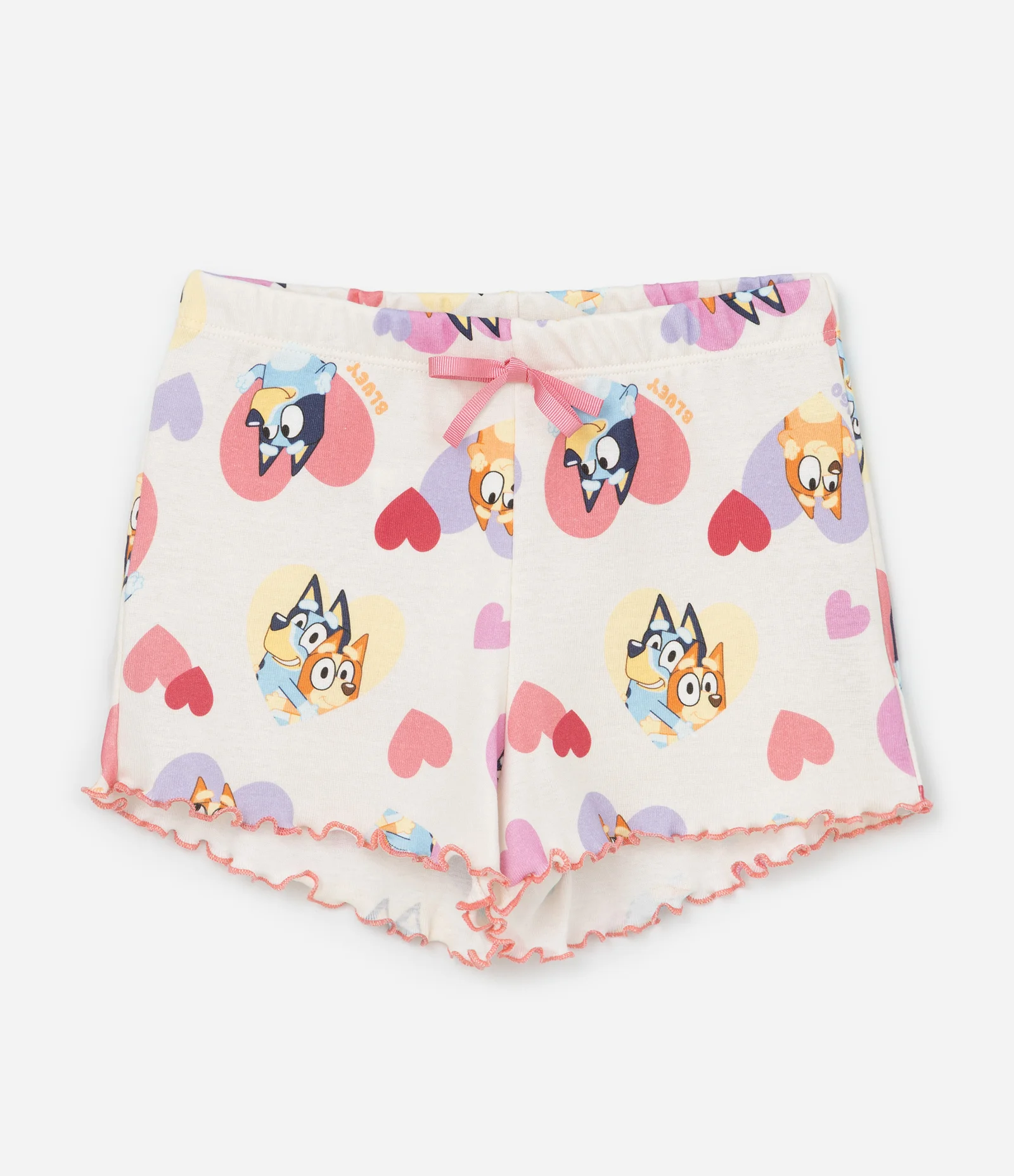 Pijama Infantil com Estampa Bluey e Bingo com Corações - Tam 3 a 8 Anos Off White 4