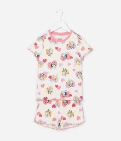 Pijama Infantil com Estampa Bluey e Bingo com Corações - Tam 3 a 8 Anos
