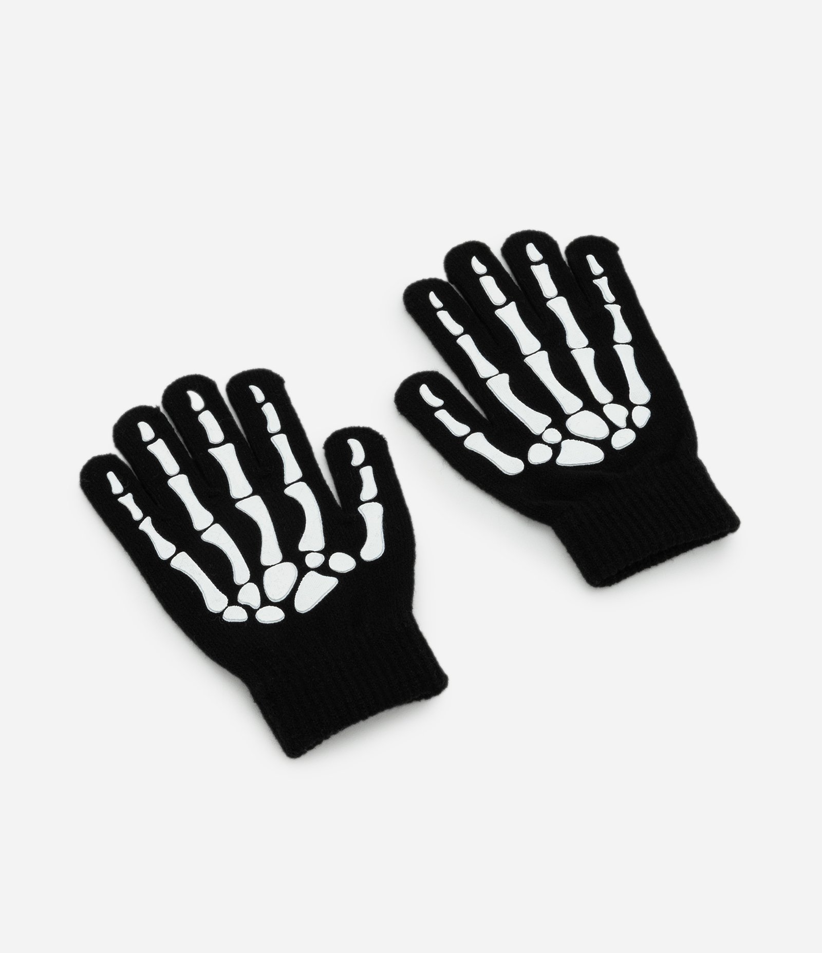 Luva Infantil em Tricô Leve com Estampa Esqueleto – Tam P ao G Preto 1