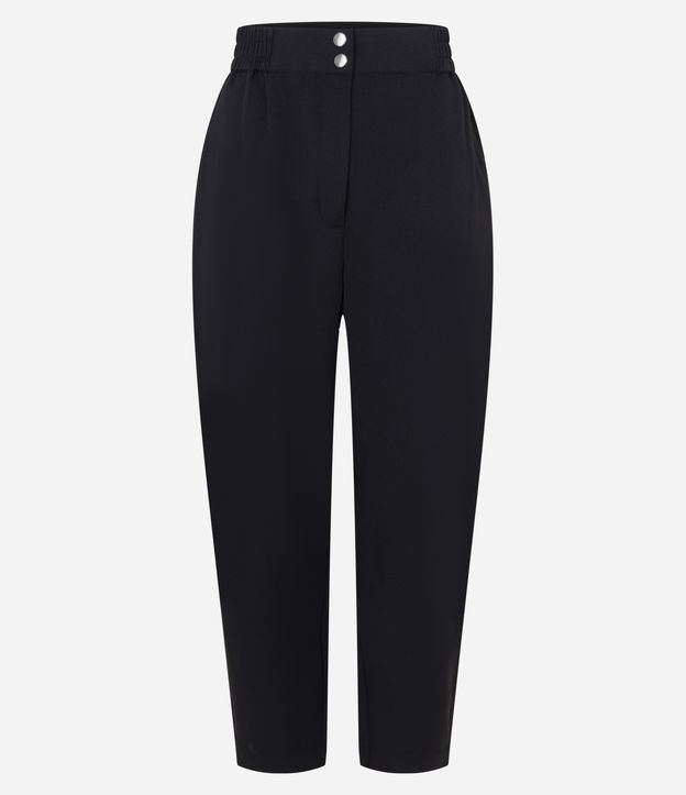 Calça Cenoura Cintura Alta com Elástico Lateral