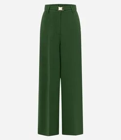 Calça Wide Leg em Airflow com Cinto e Fivela