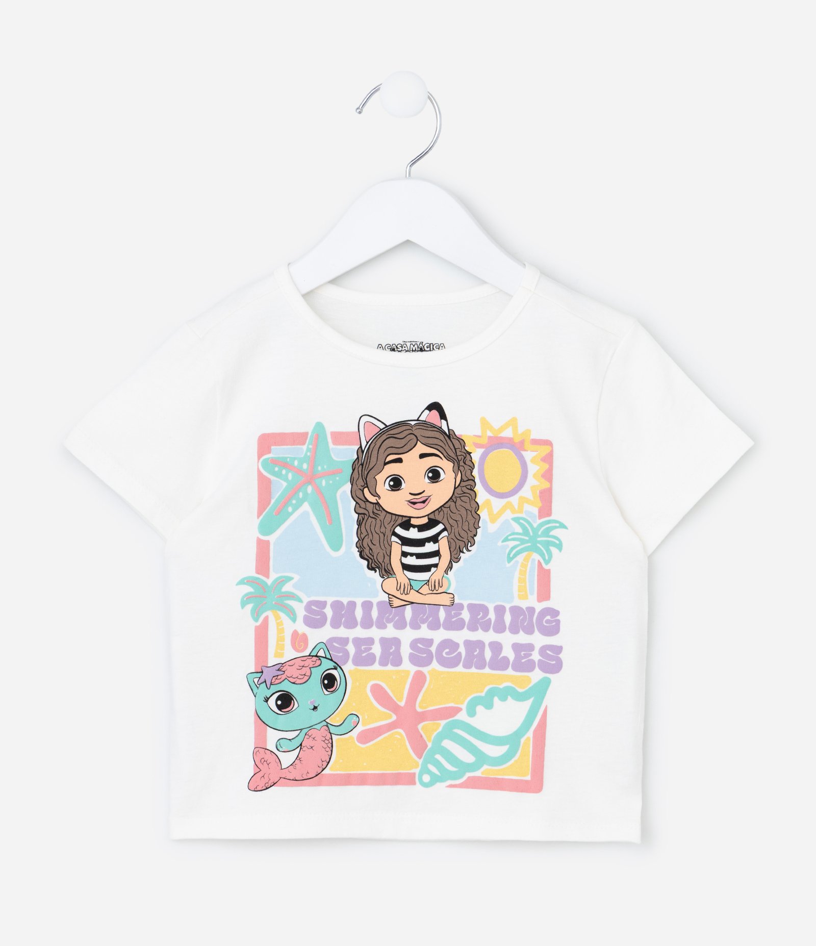 Camiseta Infantil Regular Estampa A Casa Mágica Da Gabby  - Tam 1 a 6 Anos Branco 2