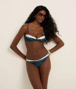 Biquíni Calcinha Básica em Microfibra com Estampa Aquarelada