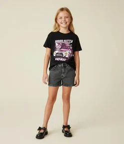 Camiseta Comfort Infantil Estampada Hello Kitty - Tam 7 a 14 Anos