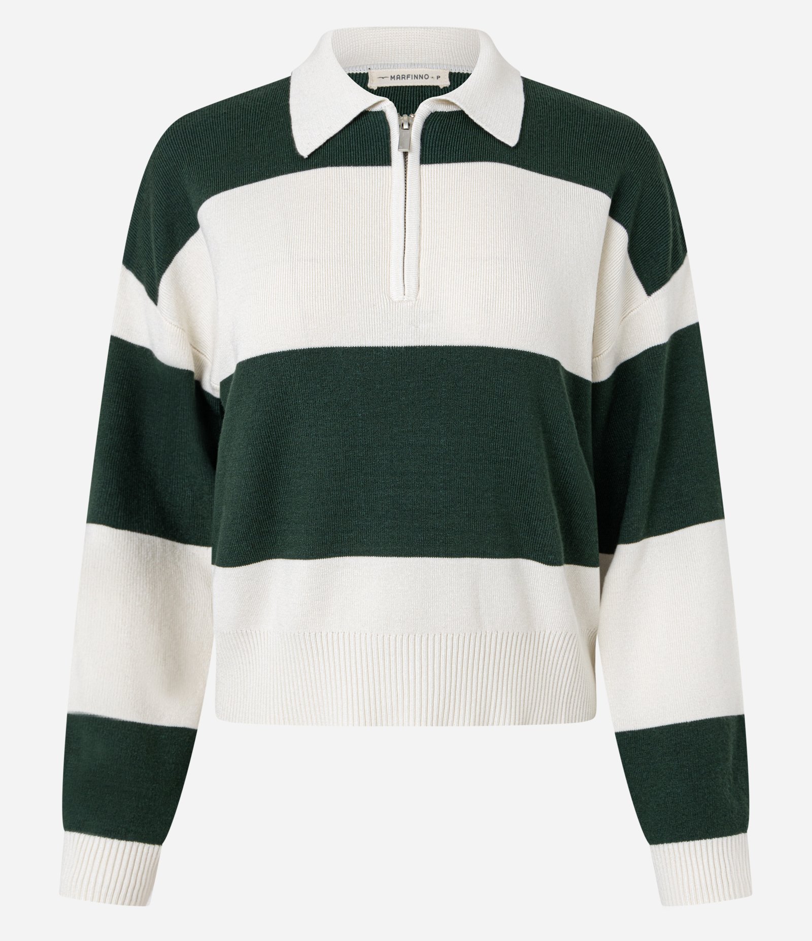 Suéter em Tricô com Gola Polo e Estampa Listrada Coconut Milk 1