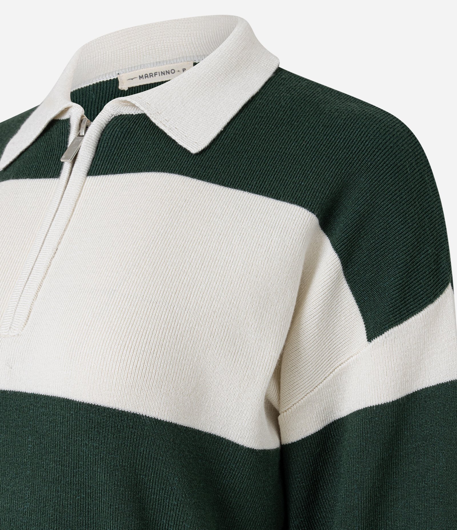 Suéter em Tricô com Gola Polo e Estampa Listrada Coconut Milk 2