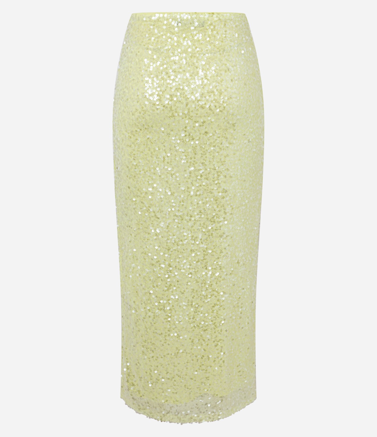 Saia Lápis Midi em Paetês com Forro Amarelo 3