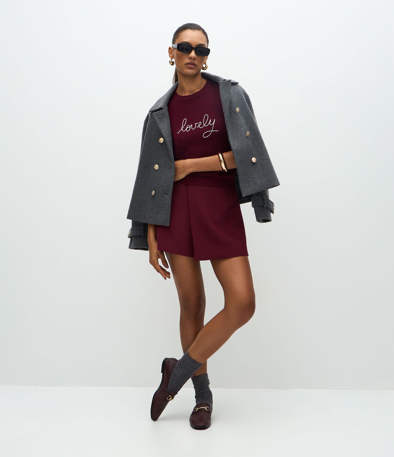 Blusa Manga Curta em Tricô com Bordado Lovely Vinho 2