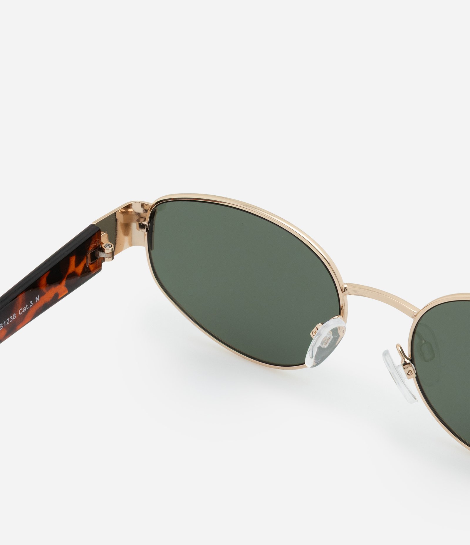 Óculos Redondo com Haste Média em Detalhes Metal Dourado Verde 3