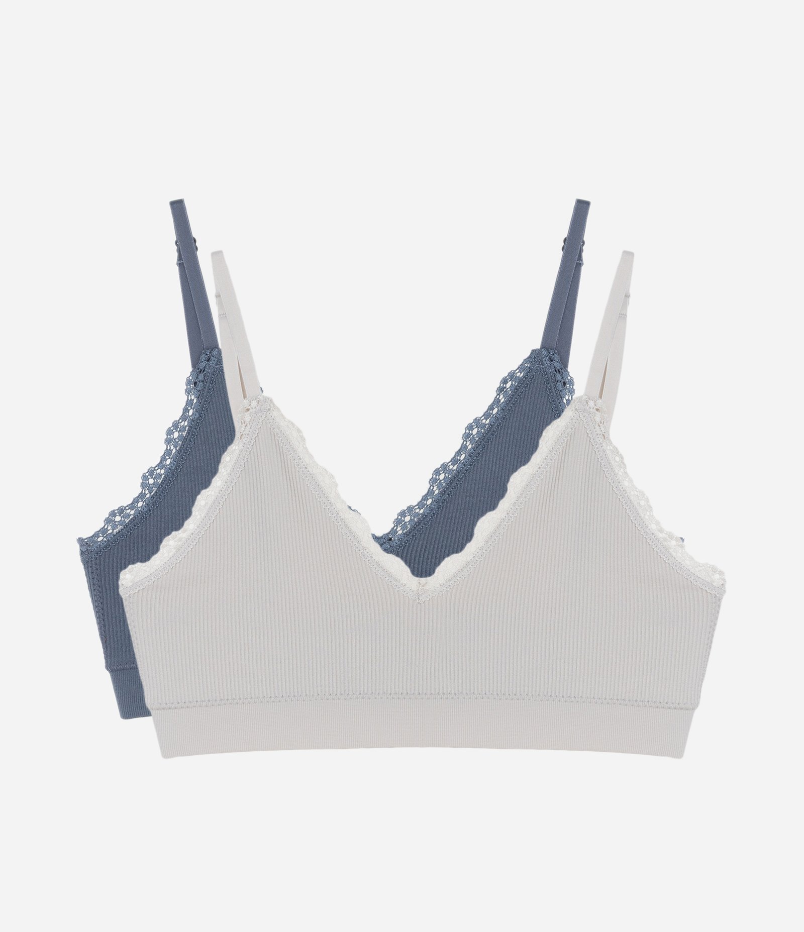 Kit 02 Sutiãs Seamless em Poliamida com Renda Branco/Azul 1