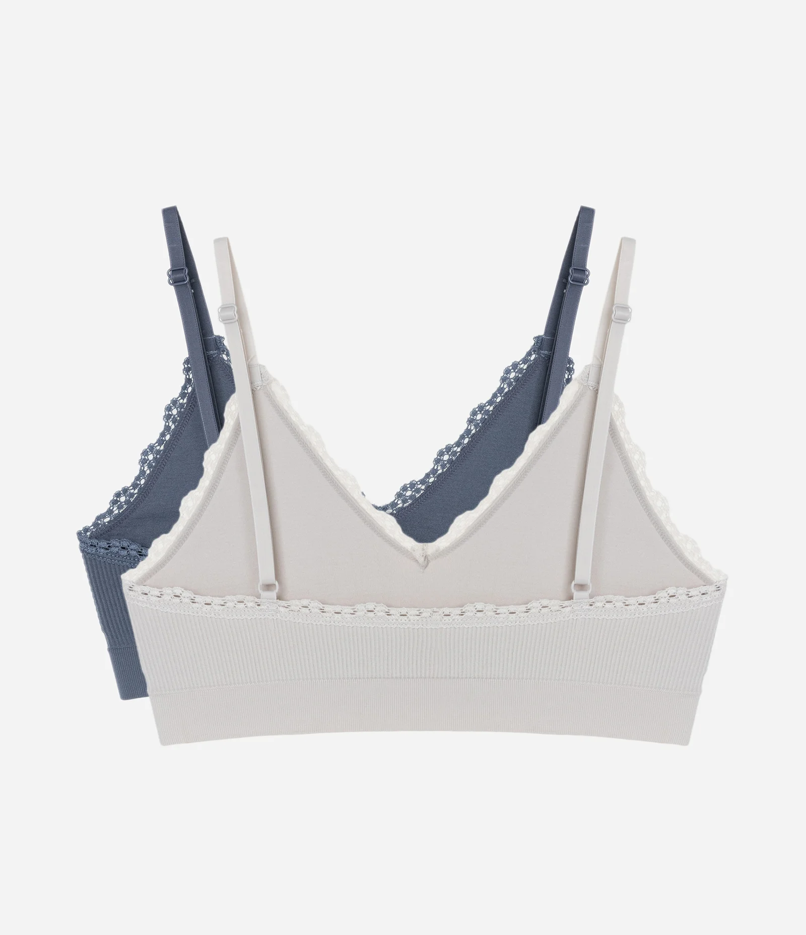 Kit 02 Sutiãs Seamless em Poliamida com Renda Branco/Azul 2