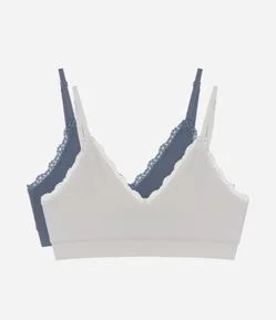 Kit 02 Sutiãs Seamless em Poliamida com Renda