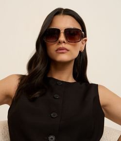 Óculos de Sol Quadrado com Ponte Dupla