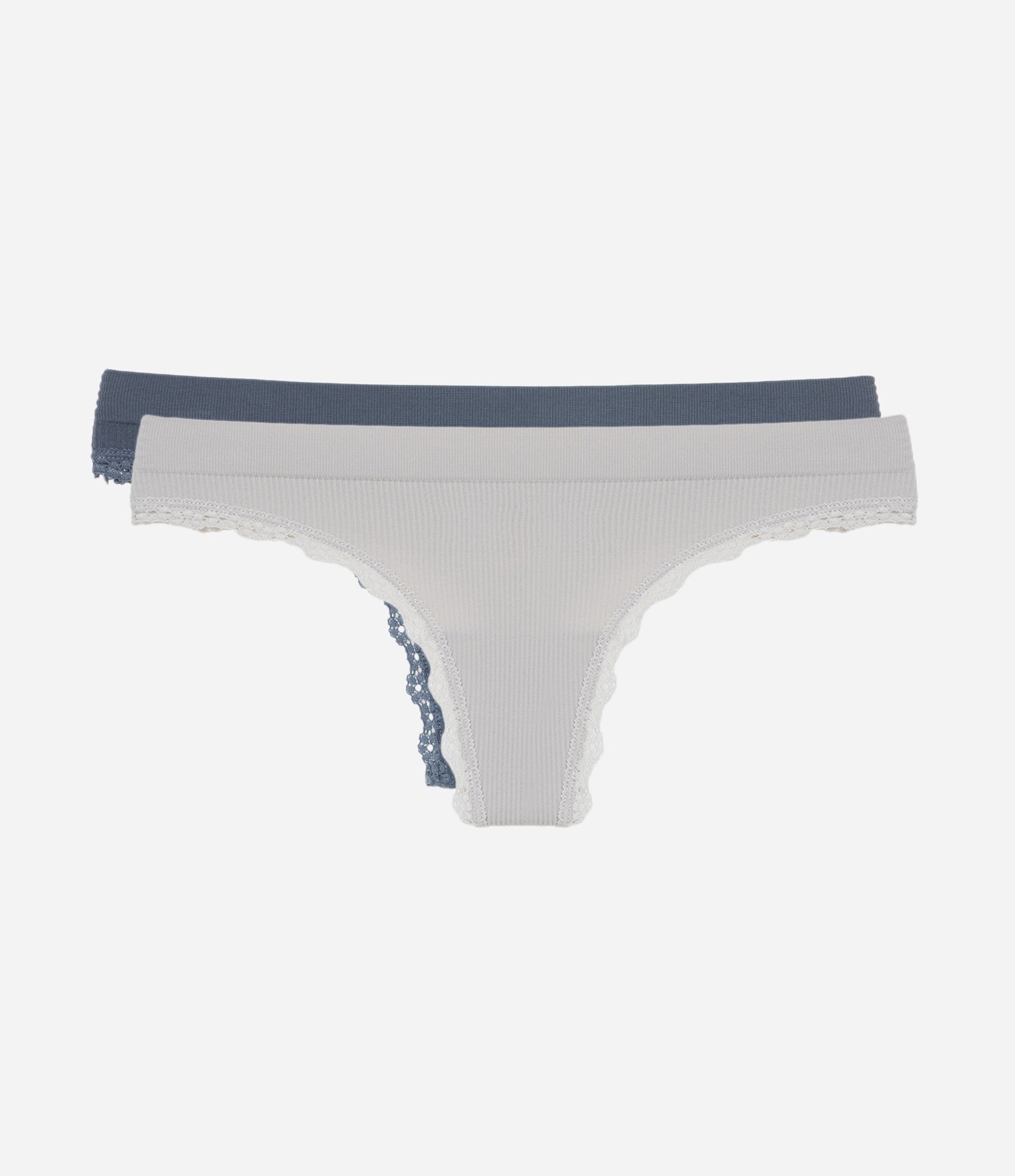 Kit 02 Calcinhas em Poliamida Seamless Texturizadas Azul/Cinza 1