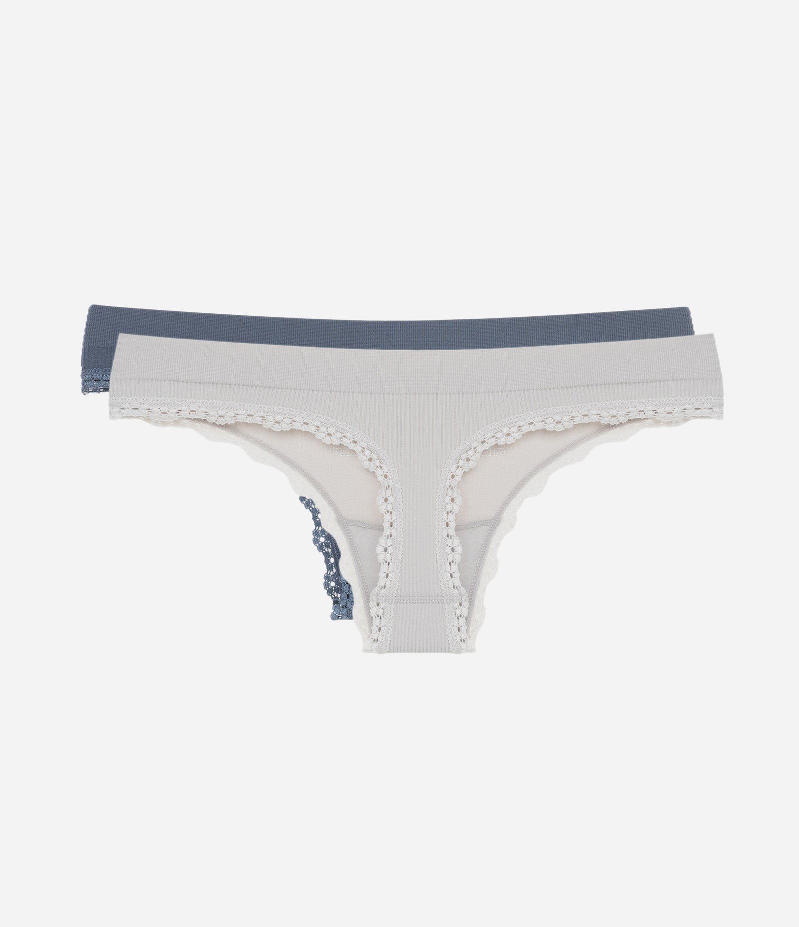 Kit 02 Calcinhas em Poliamida Seamless Texturizadas Azul/Cinza 2