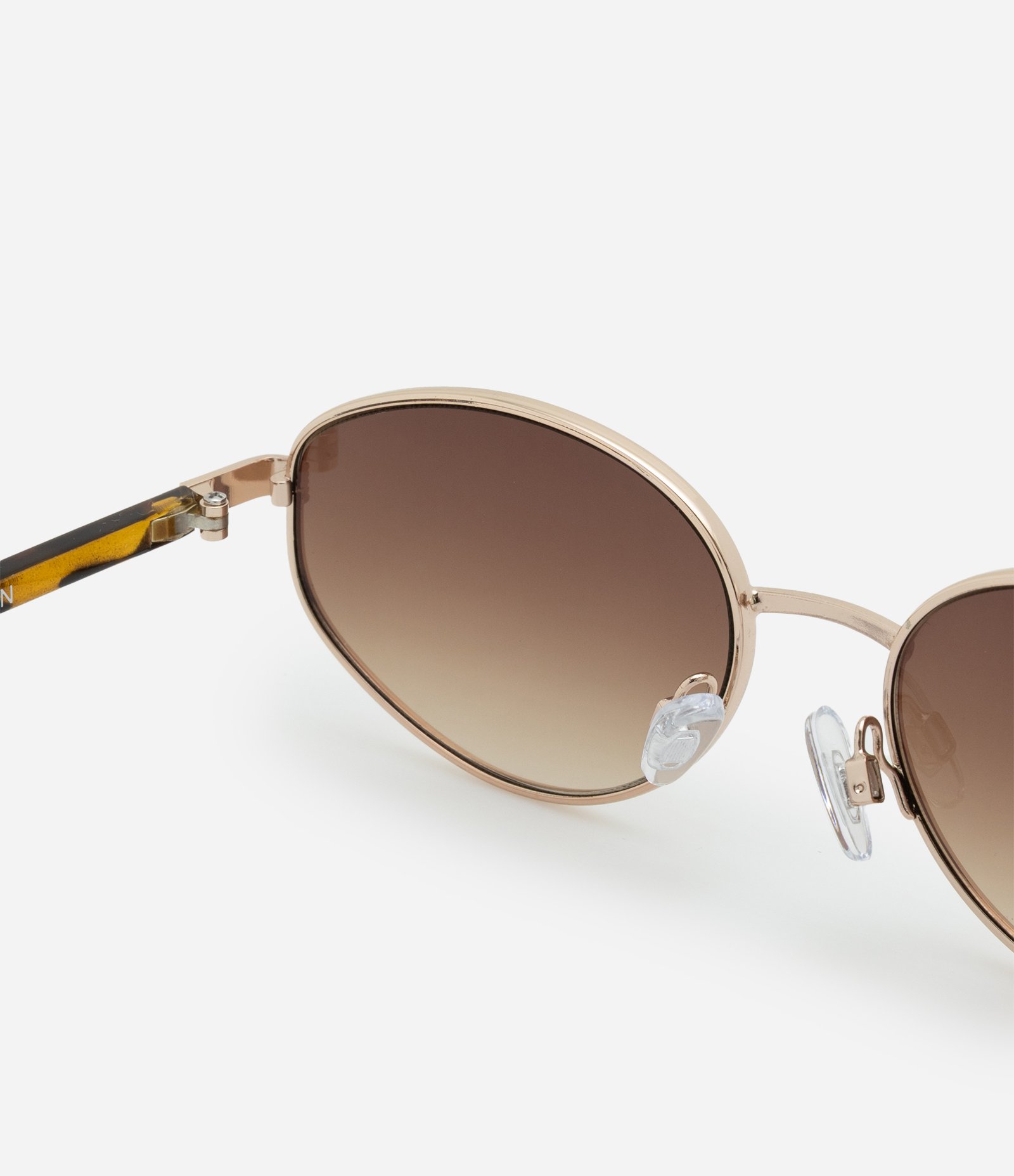 Óculos de Sol Redondo com Estampa Tartaruga Dourado 3