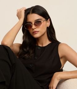 Óculos de Sol Redondo com Estampa Tartaruga