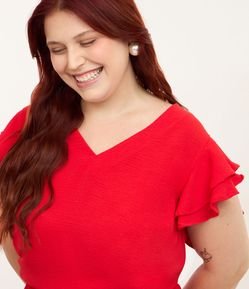 Blusa em Crepe com Babado Duplo no Ombro Curve & Plus Size