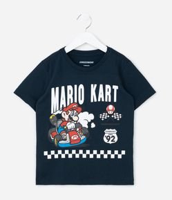 Camiseta Infantil com Estampa Corrida Mario Kart Speed Trial -Tam 4 a 10 anos