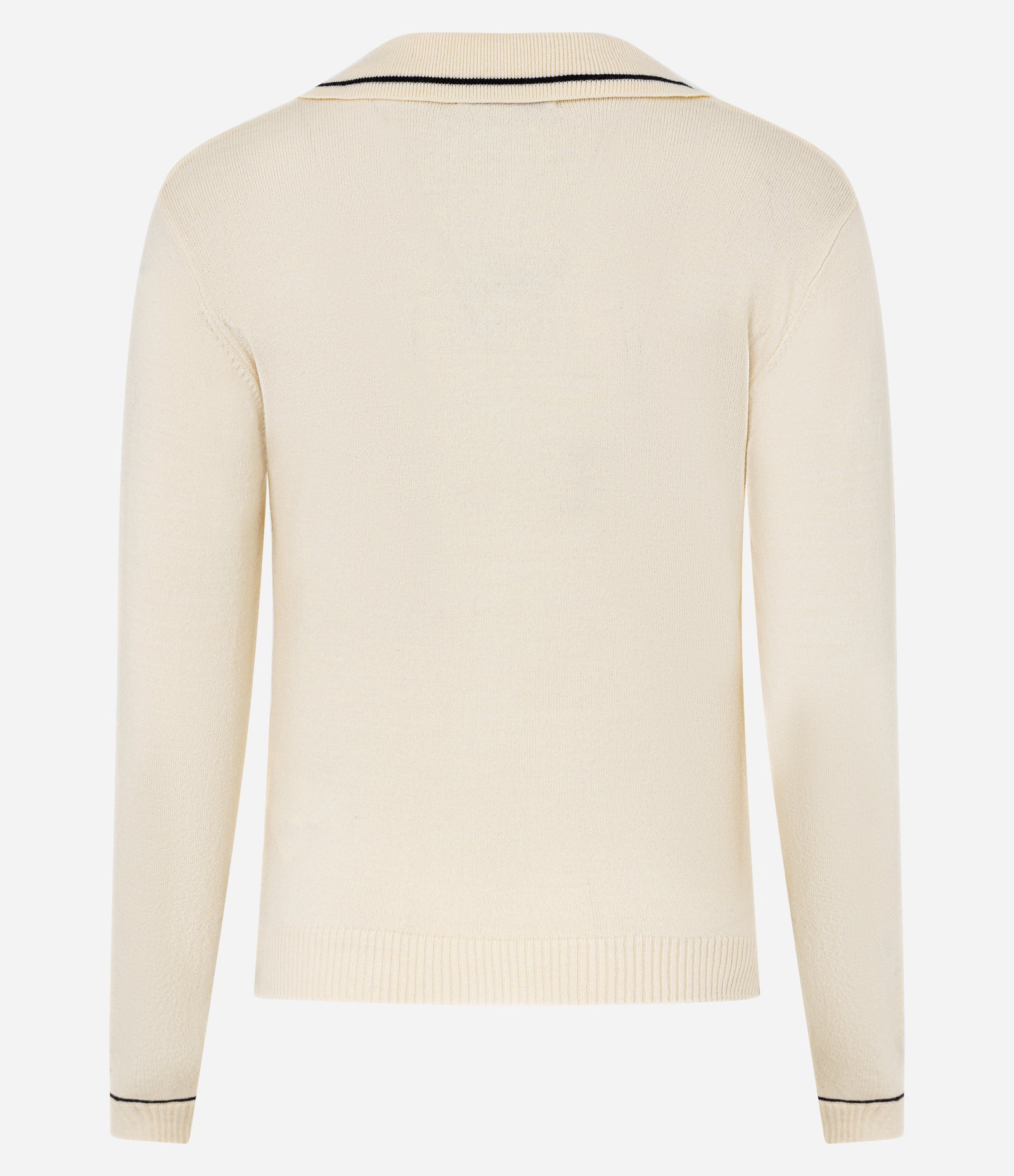 Blusa Polo em Tricô com Manga Longa e Viés Contrastantes Bege 7