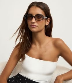 Óculos de Sol Redondo Ovalado com Haste Fina