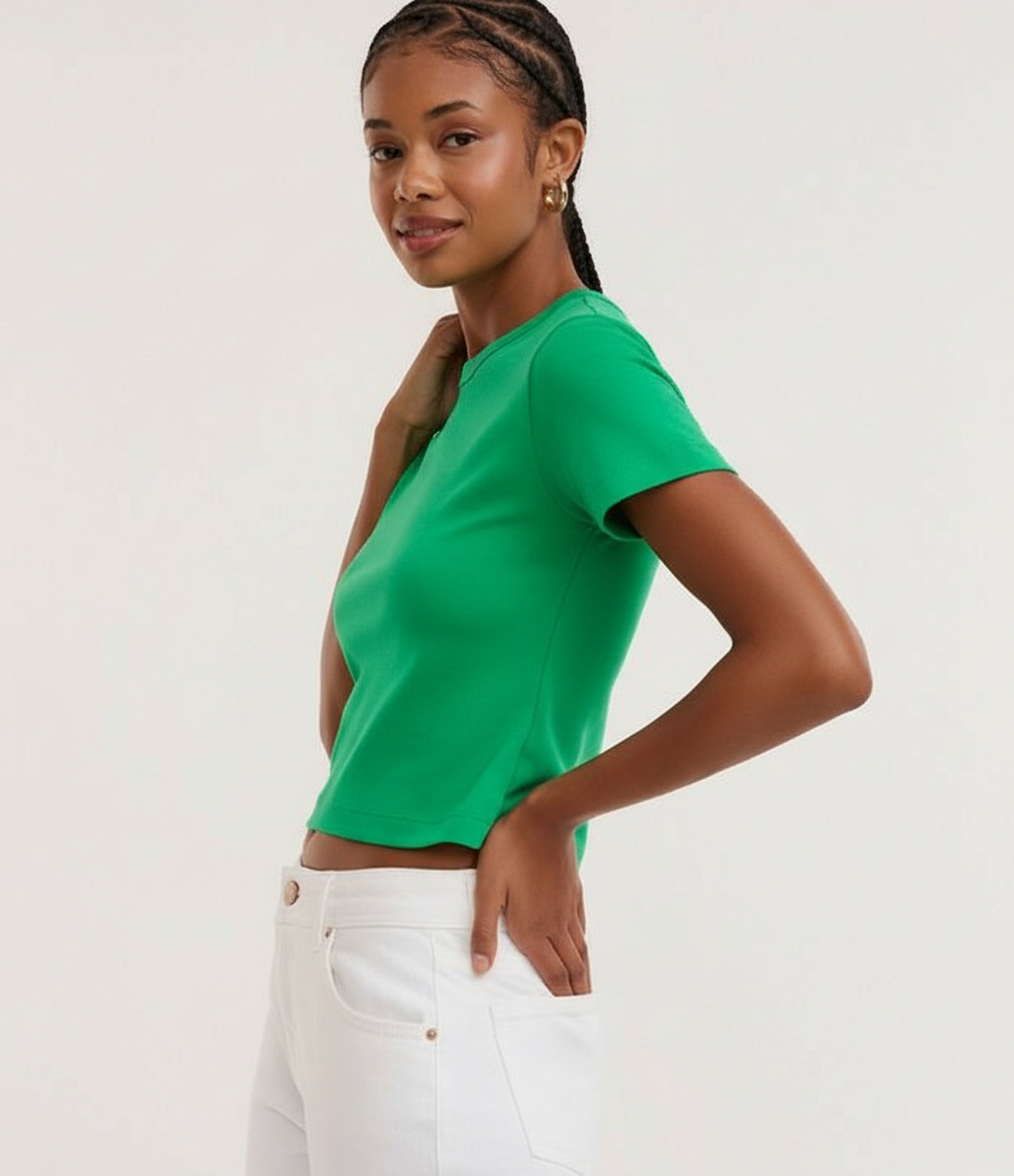 Blusa Cropped em Algodão Peruano Interlock Verde 6