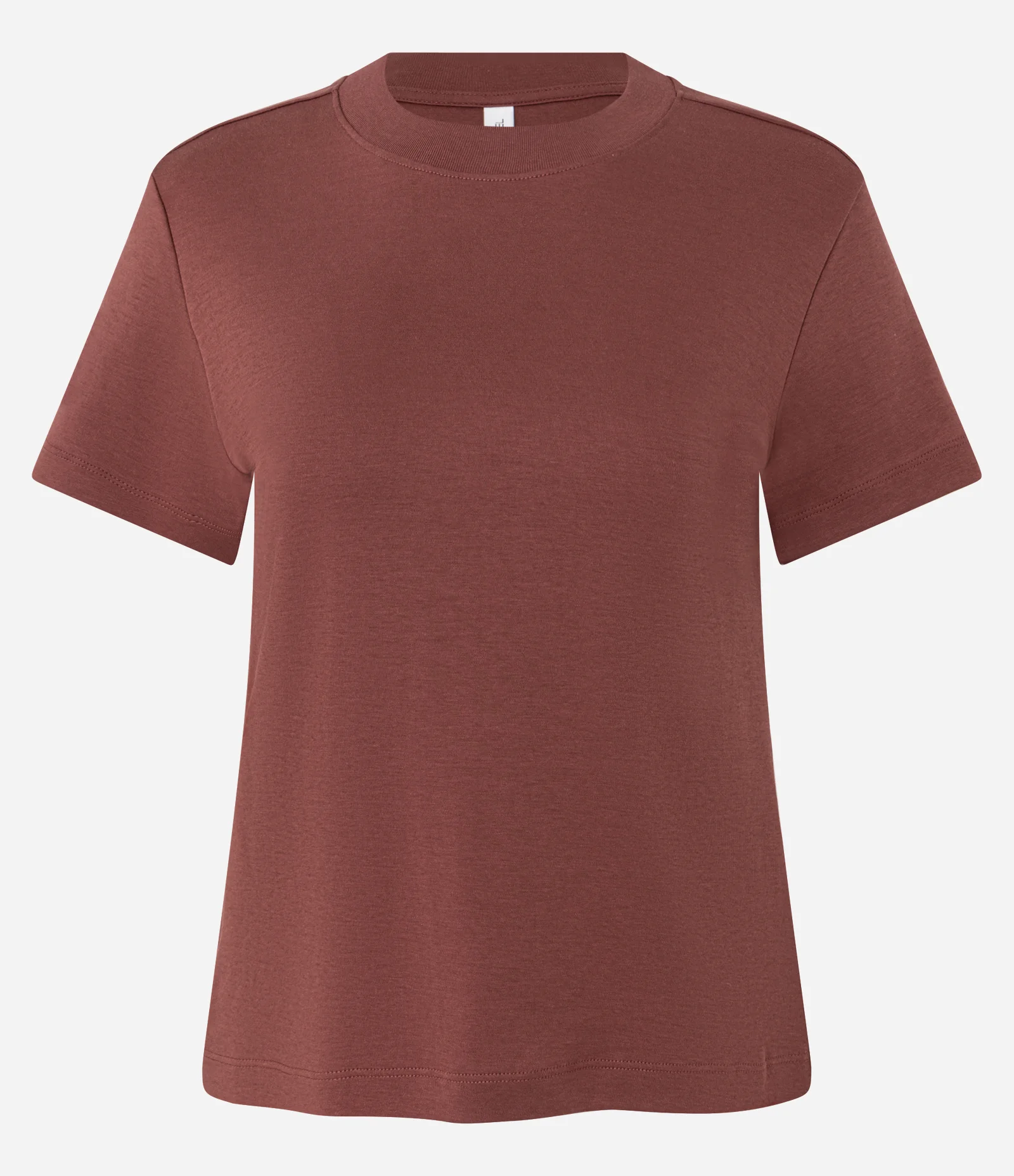 Blusa Básica em Algodão Interlock com Gola Redonda Marrom 4