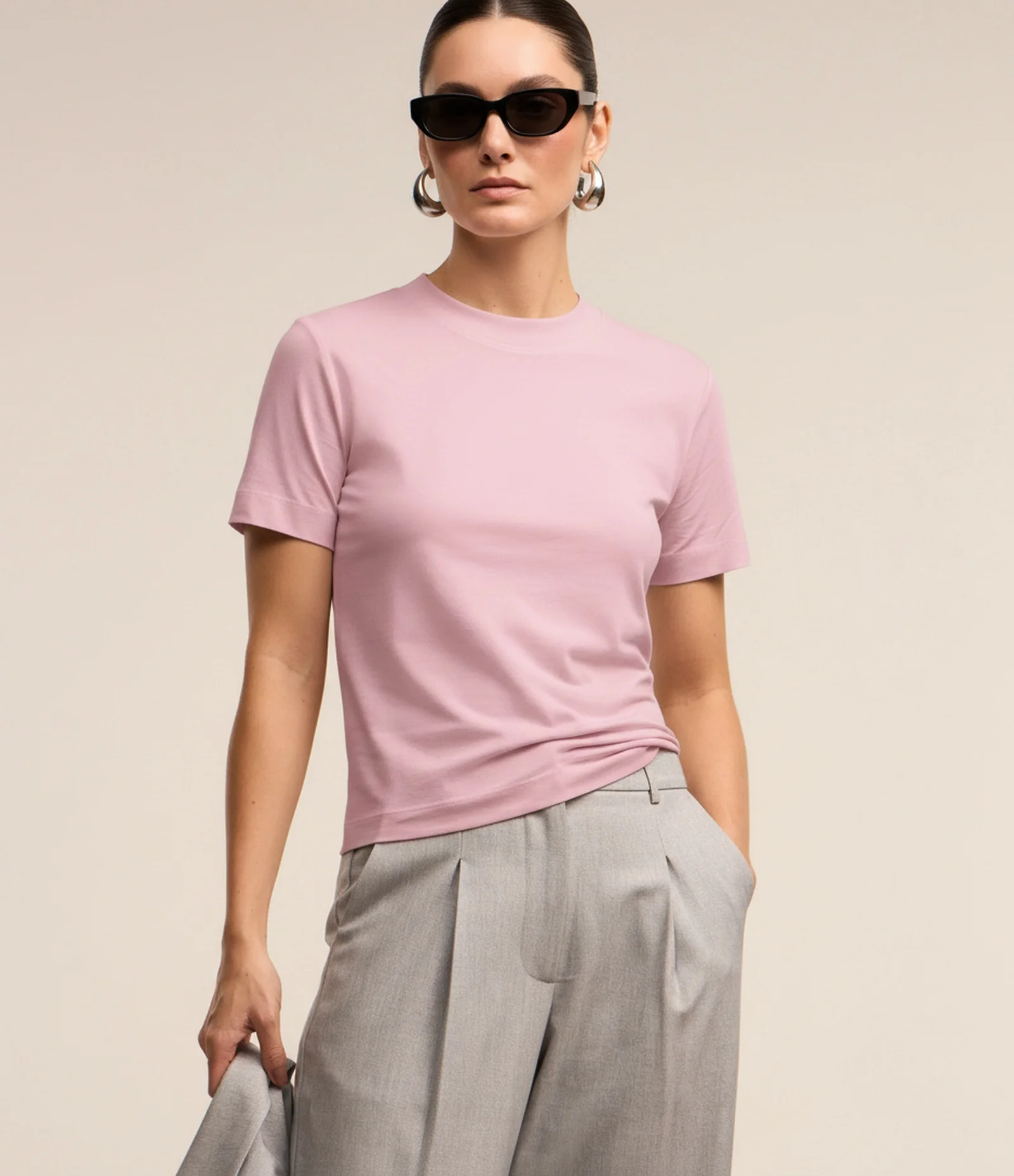 Blusa Básica Justinha em Ribana de Algodão Lilás 1