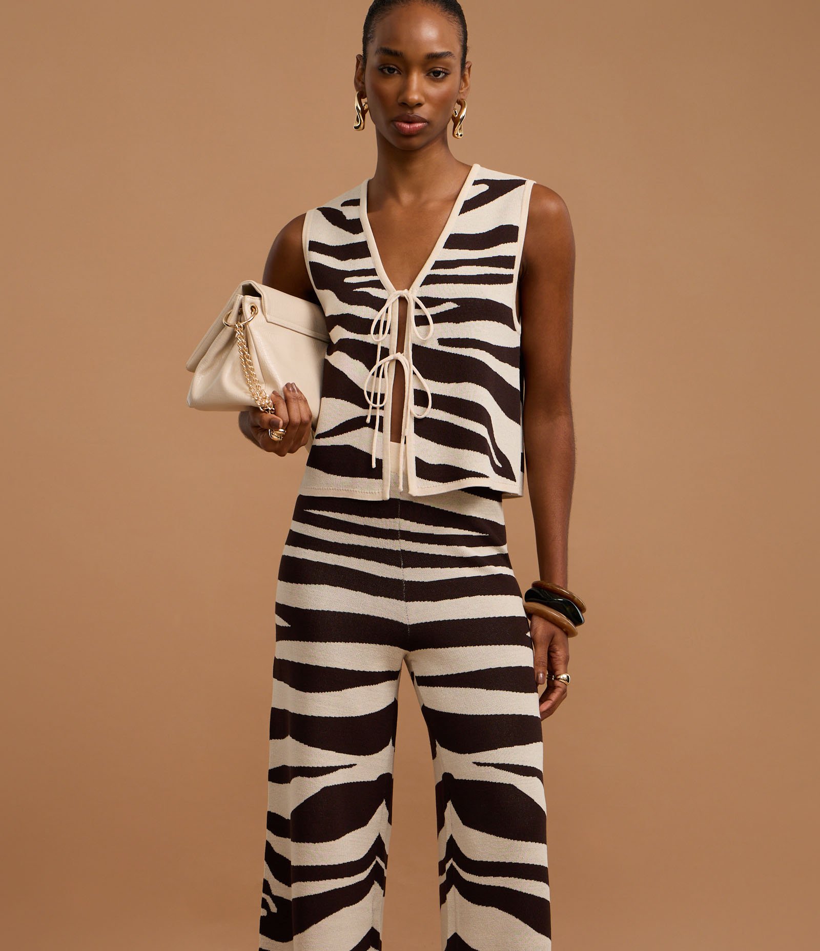 Calça Reta em Tricô com Estampa Zebra Multicores 4