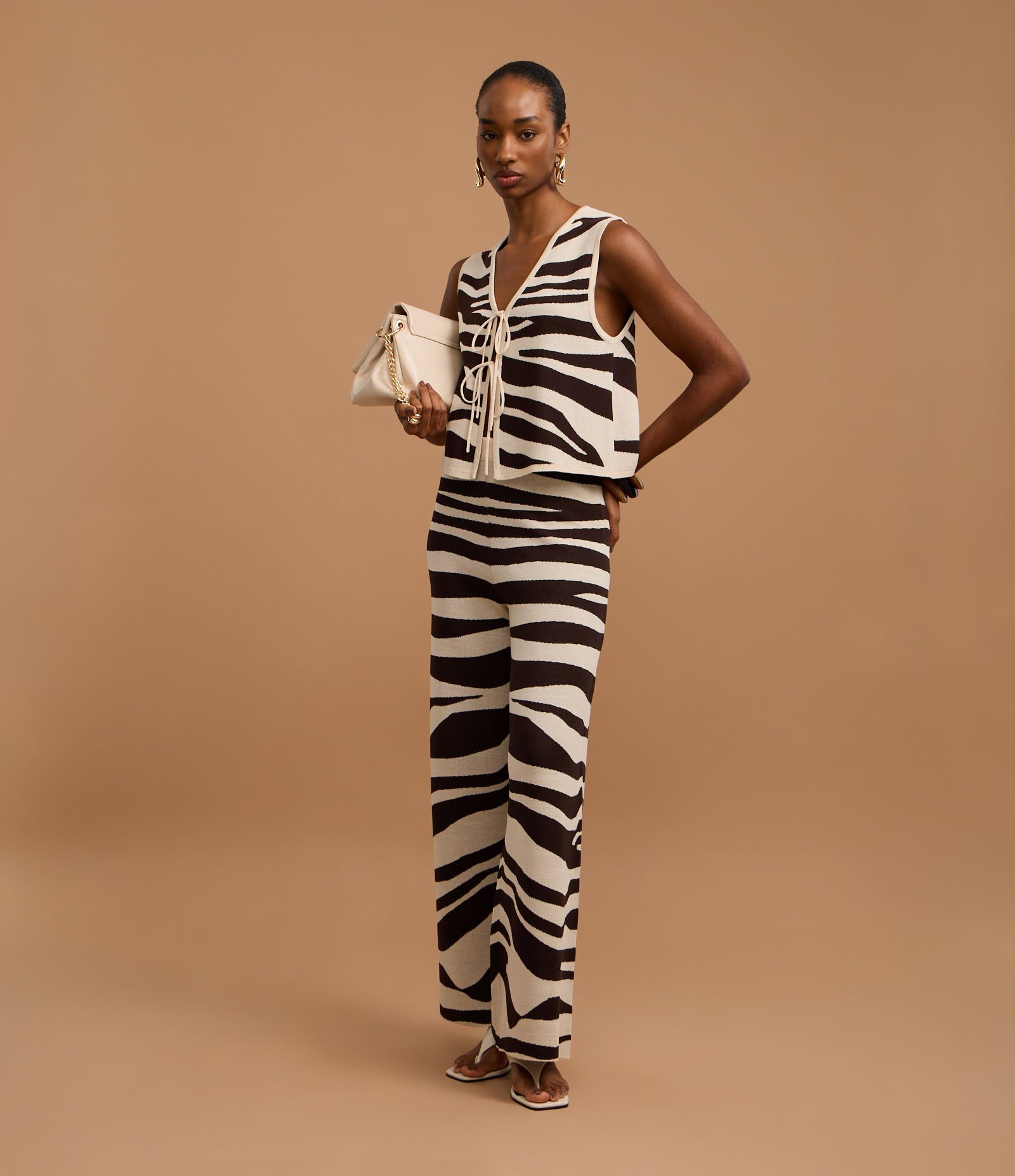 Calça Reta em Tricô com Estampa Zebra Multicores 5