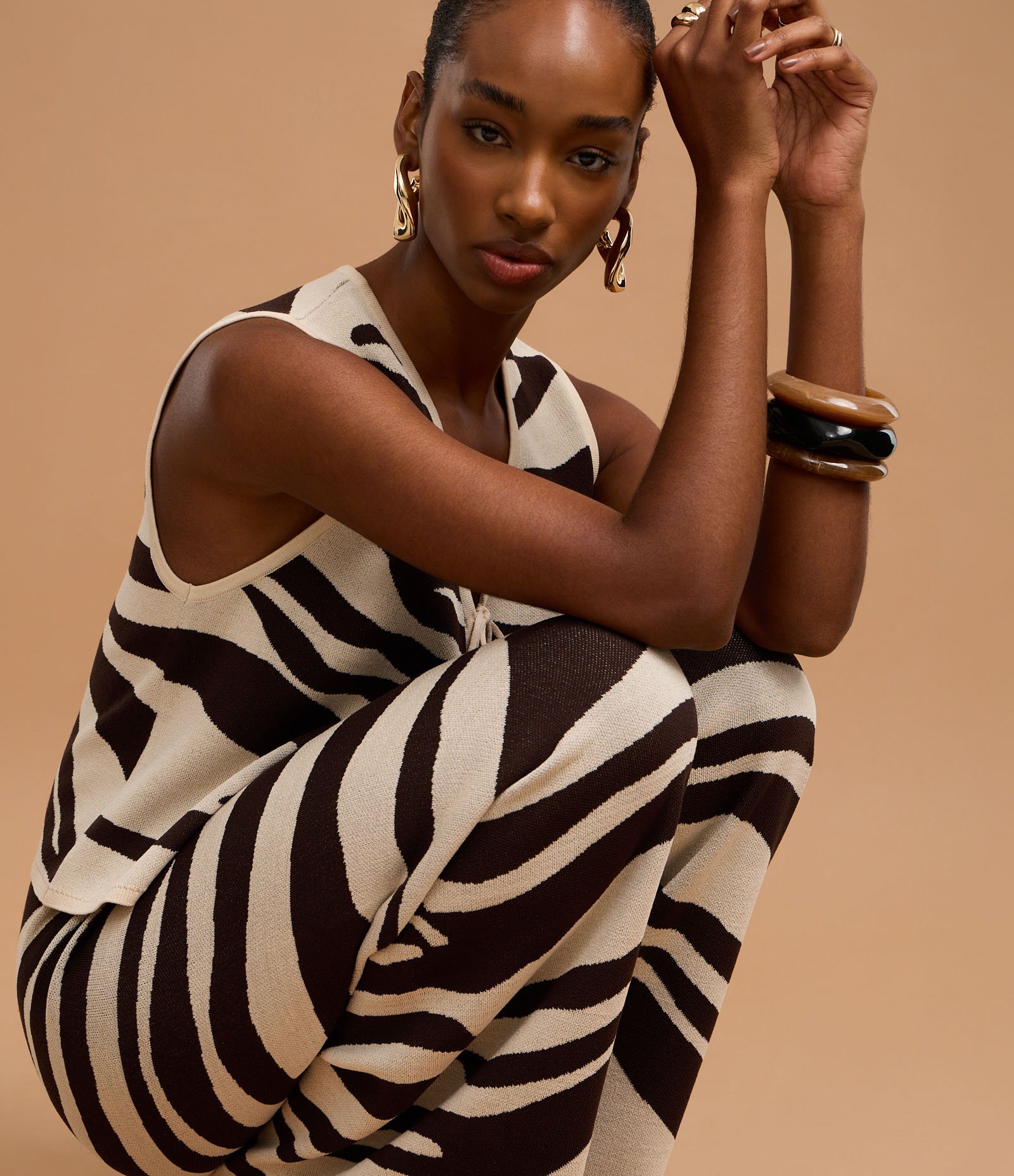 Calça Reta em Tricô com Estampa Zebra Multicores 6