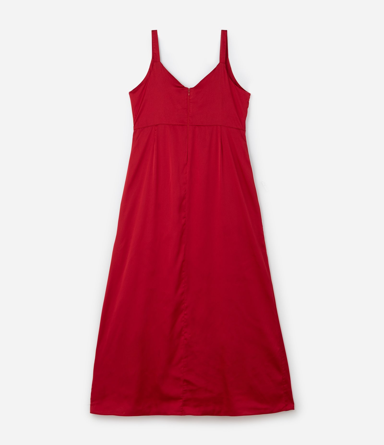 Vestido Longo em Crepe Acetinado com Transpasse Curve & Plus Size Vermelho 7