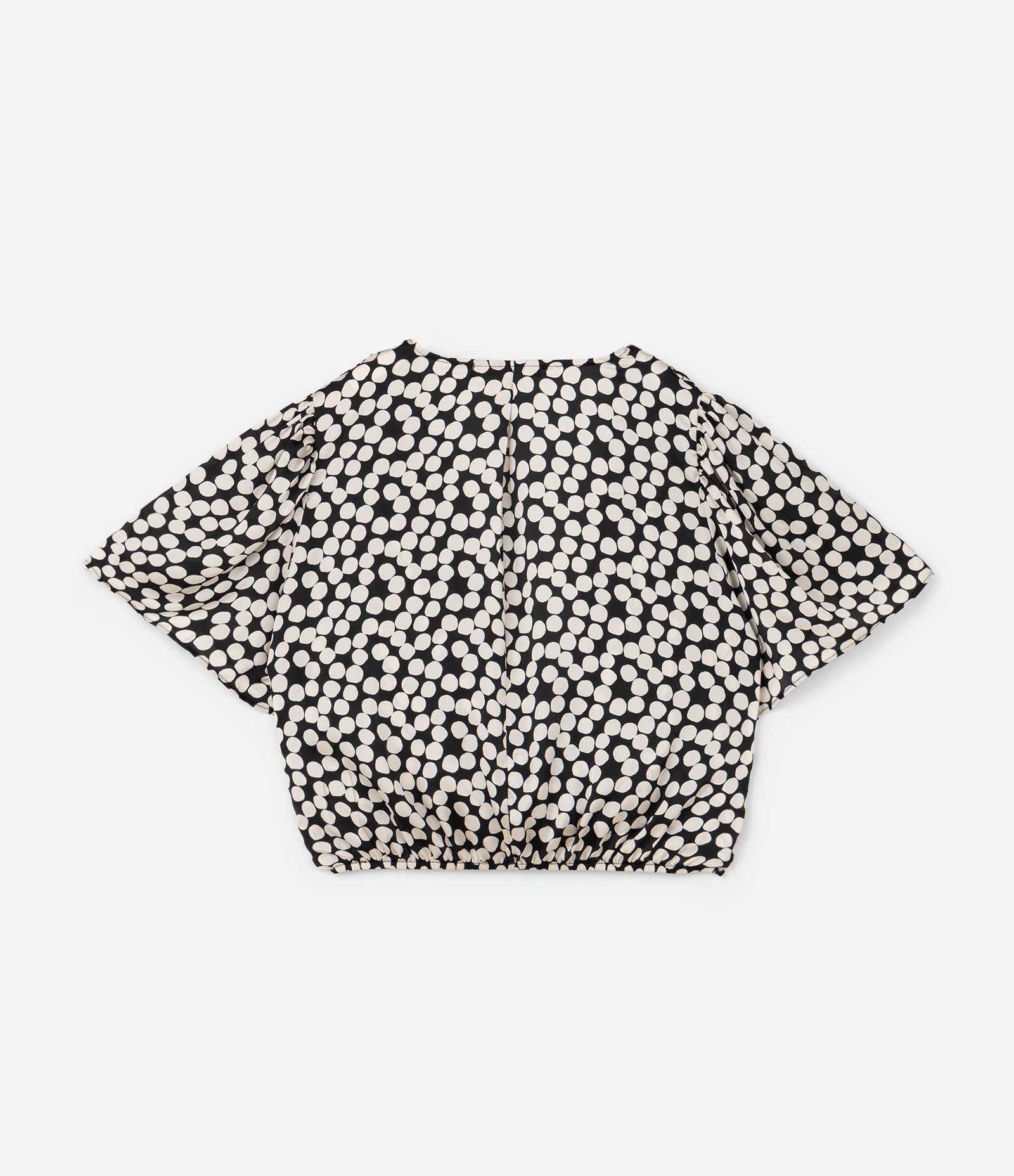 Blusa em Crepe Poá Acetinado com Manga Sino Curve & Plus Size Preto 4