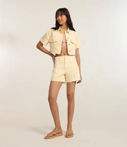 Short Mom em Sarja com Bolsos