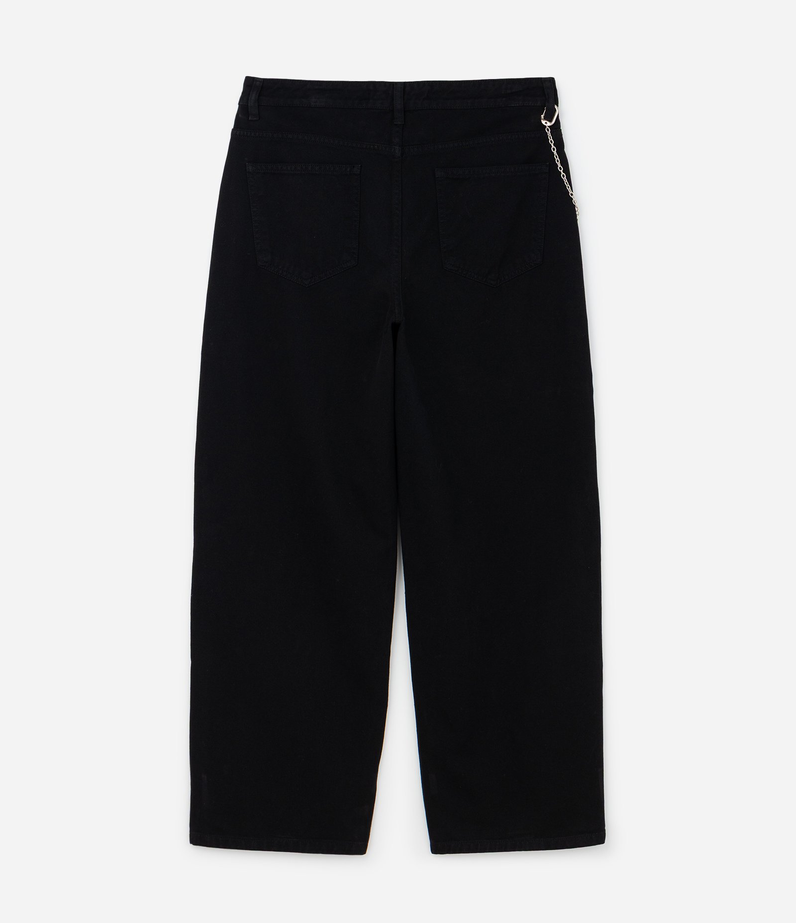 Calça Super Baggy em Sarja com Corrente no Passante Preto 8