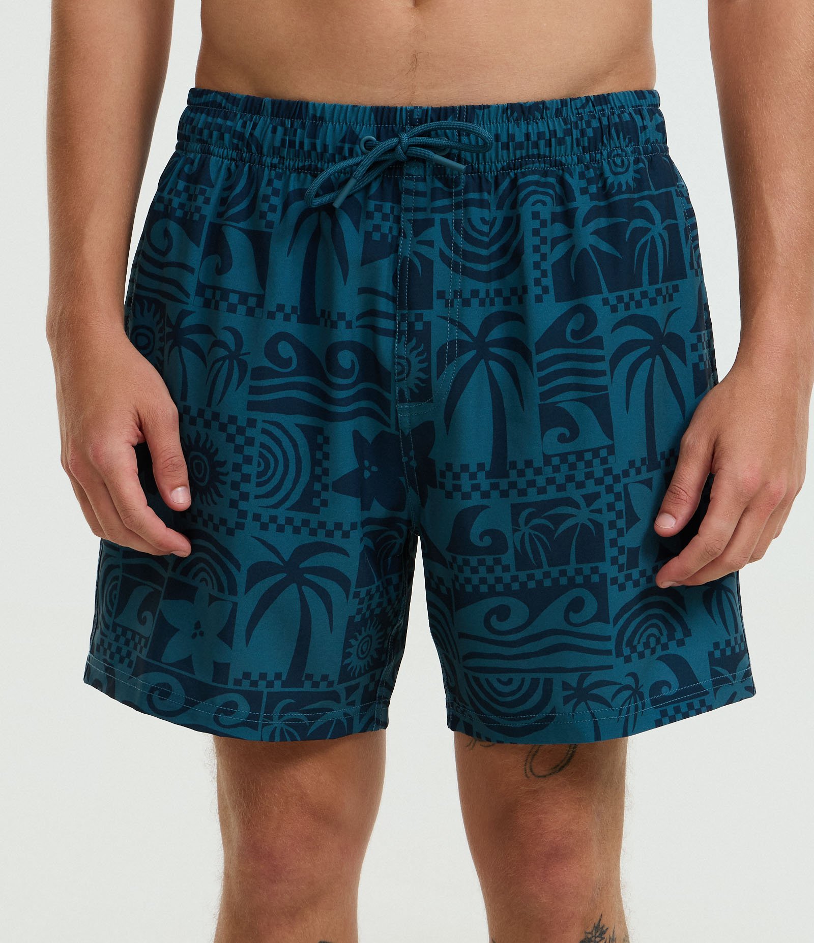 Bermuda de Banho com Estampa Tropical Azul 2