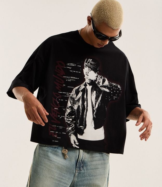 Camiseta Oversized em Algodão com Estampa Lettering Eu Venci o Mundo Veigh