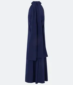 Vestido Longo Frente Única em Cetim com Amarração