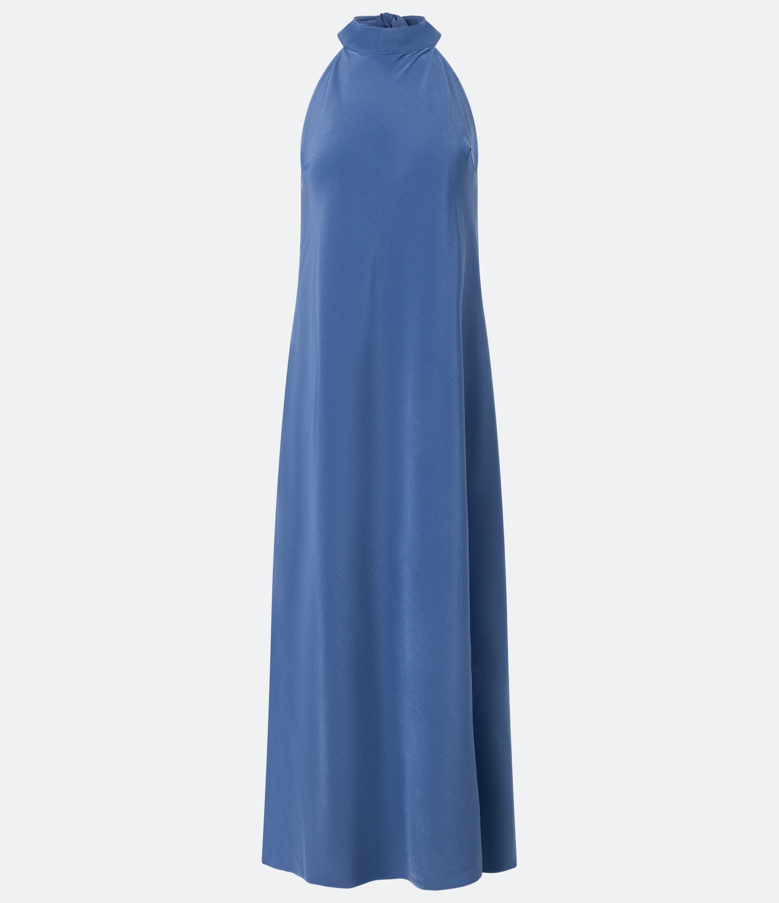Vestido Longo Frente Única em Cetim com Amarração Azul Claro 2