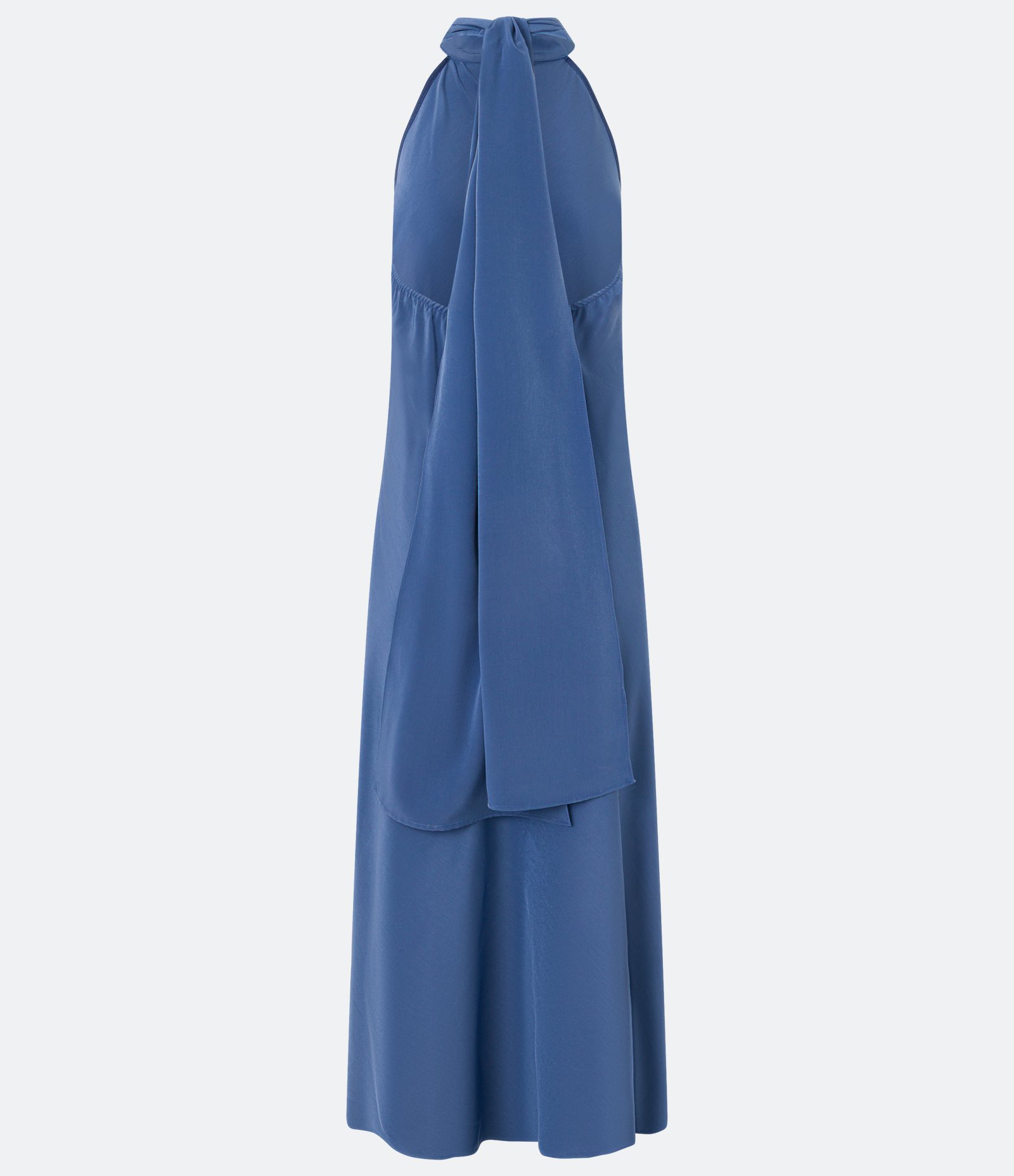 Vestido Longo Frente Única em Cetim com Amarração Azul Claro 4