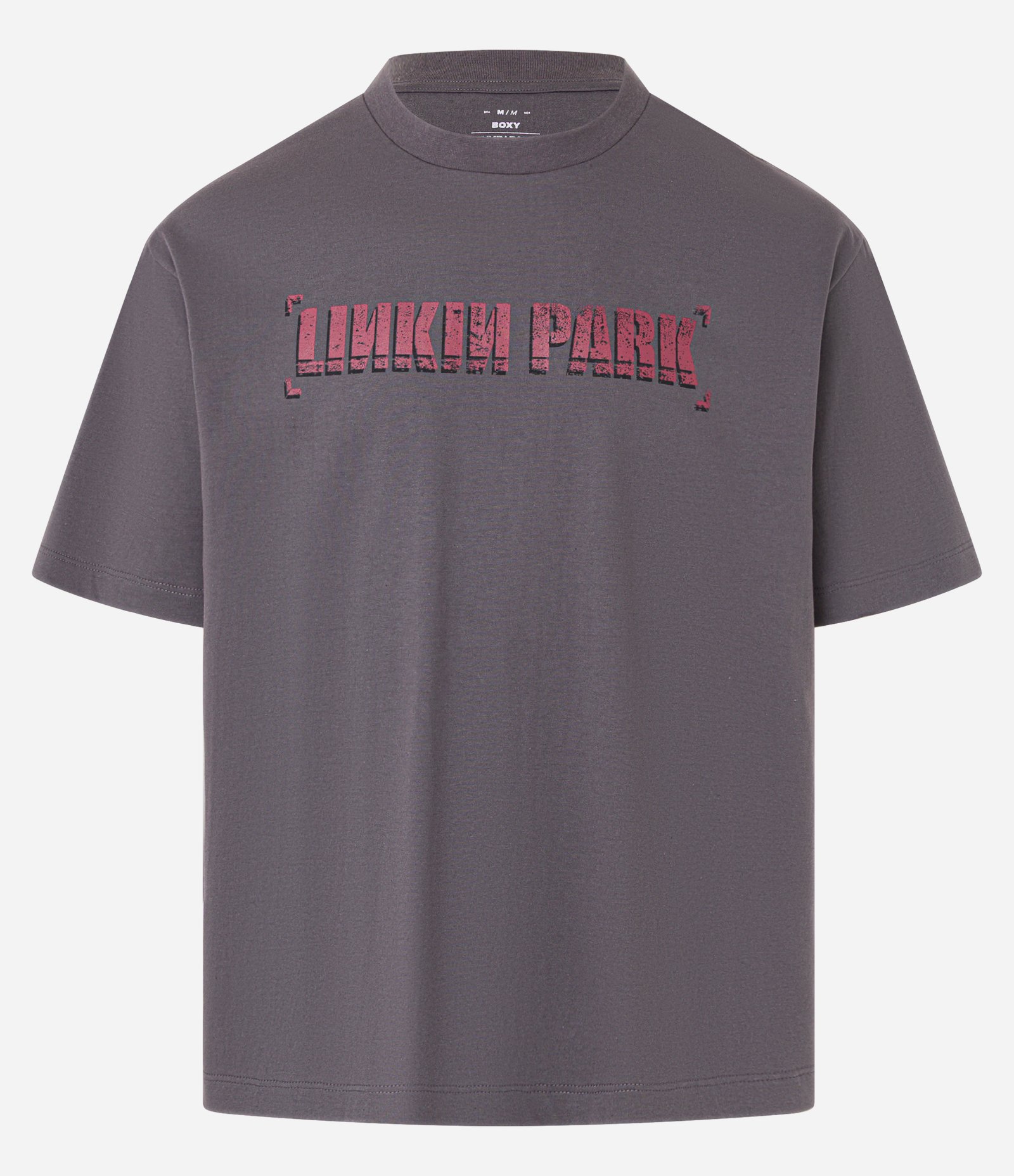 Camiseta Boxy em Algodão com Estampa Lettering Linkin Park Cinza 5