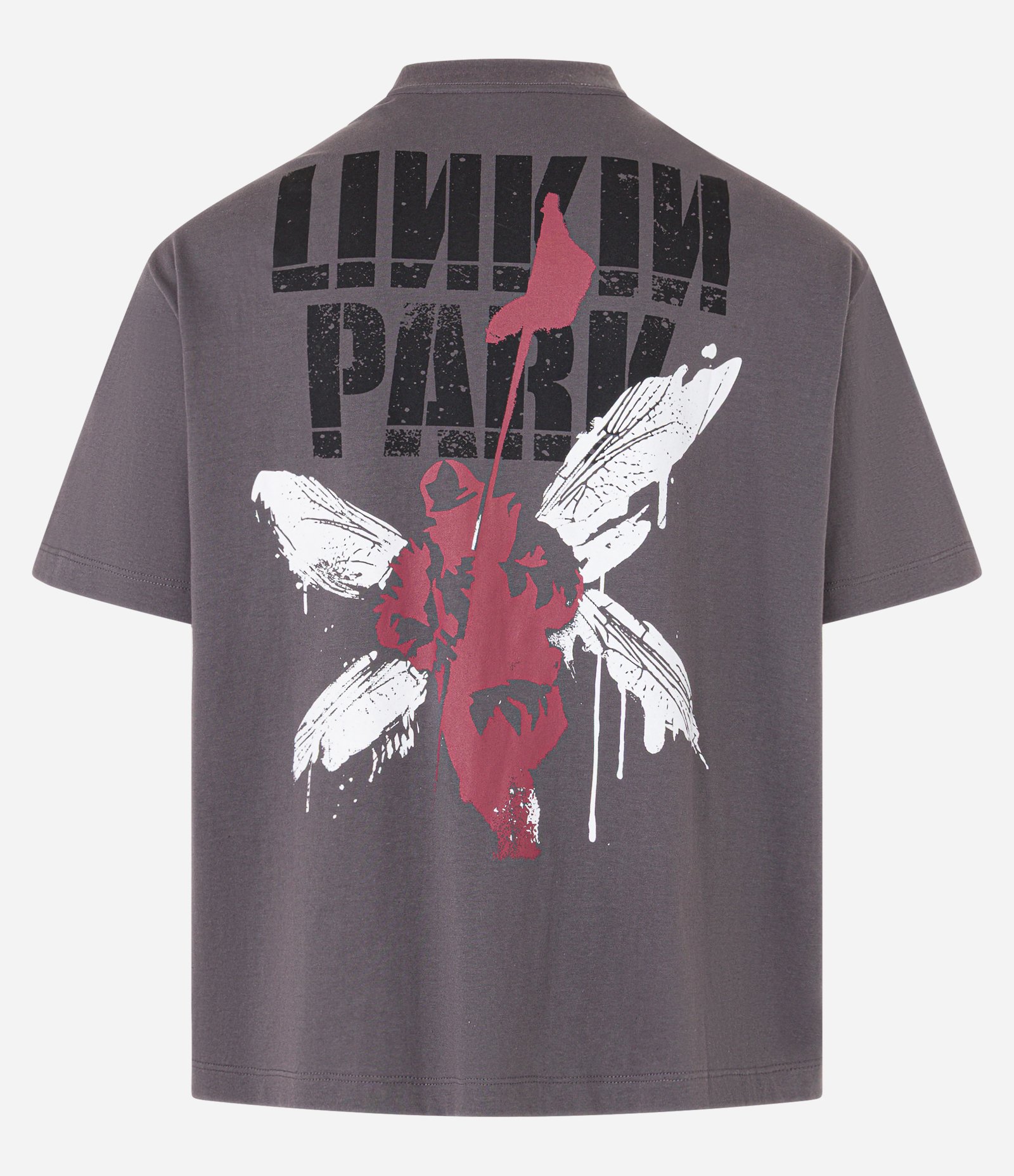 Camiseta Boxy em Algodão com Estampa Lettering Linkin Park Cinza 6
