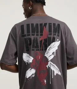 Camiseta Boxy em Algodão com Estampa Lettering Linkin Park