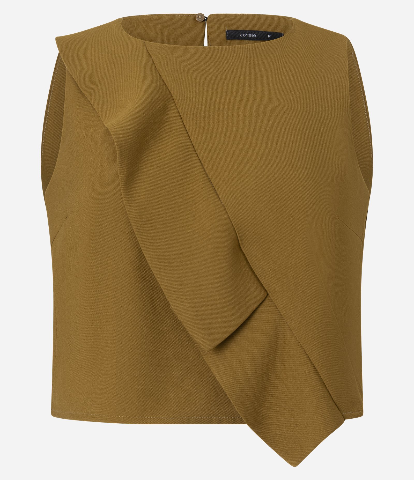 Blusa Croppd em Alfaiataria com Transpasse Frontal Bege 5