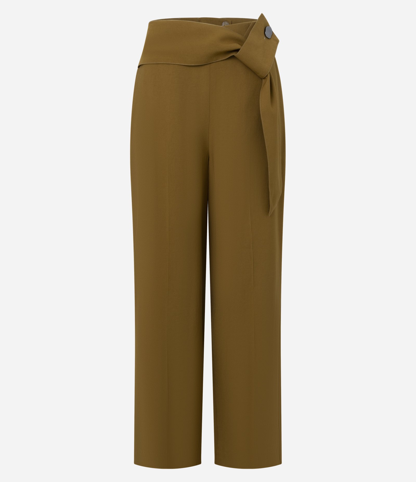 Calça Wie Leg em Alfaiataria com Cintura Alta e Faixa no Cós Bege 5