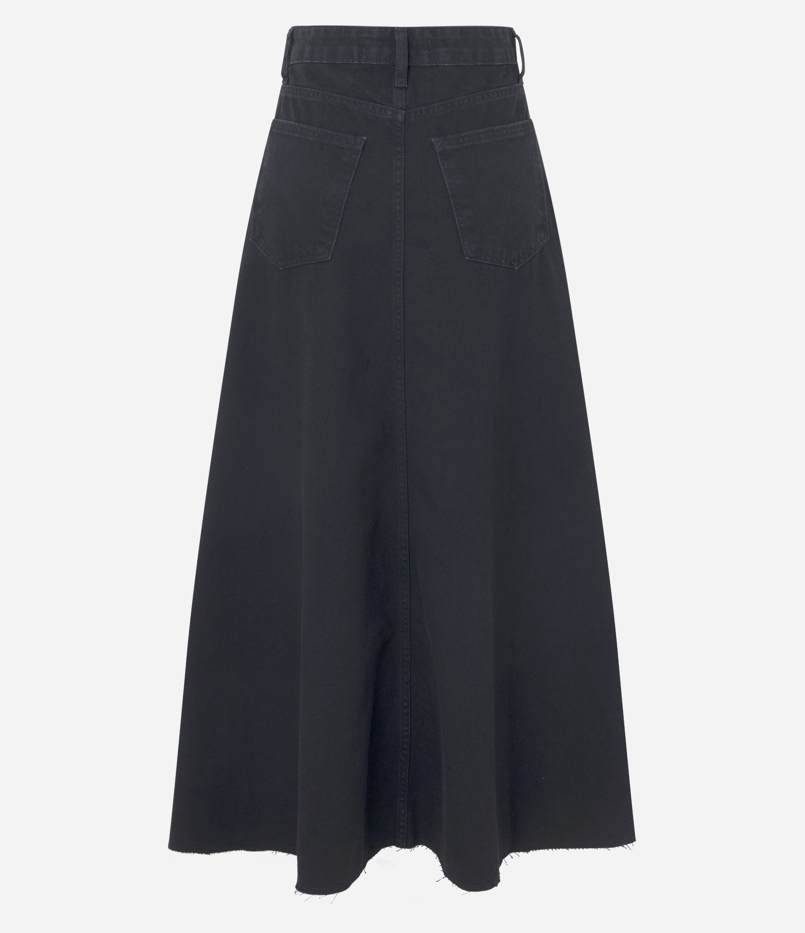 Saia Midi em Jeans com Barra Irregular Preto 6