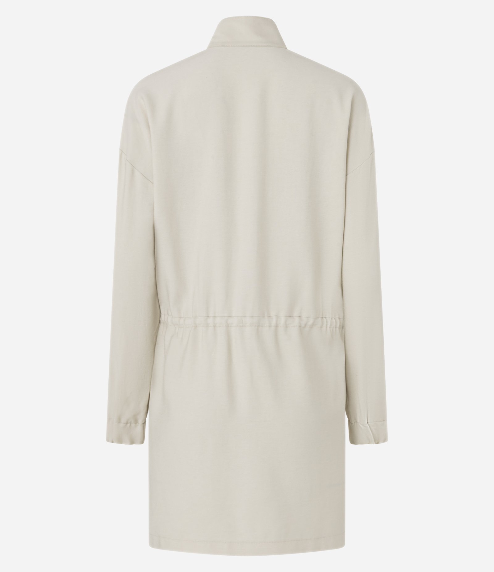 Vestido Curto em Viscose com Gola Alta e Amarração na Cintura Bege 6