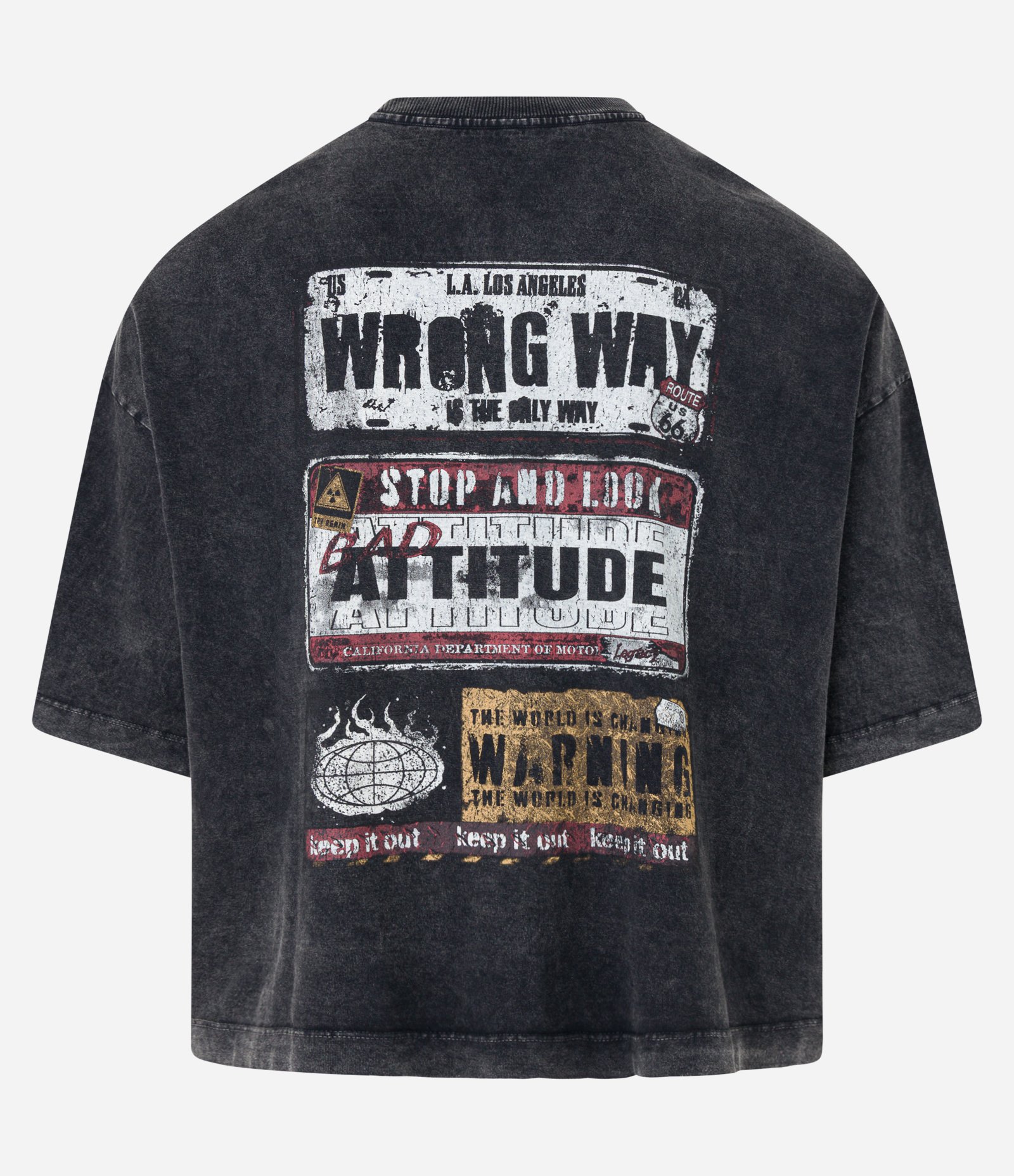 Camiseta Oversized em Algodão com Estampa de Placas Marmorizada Cinza 9