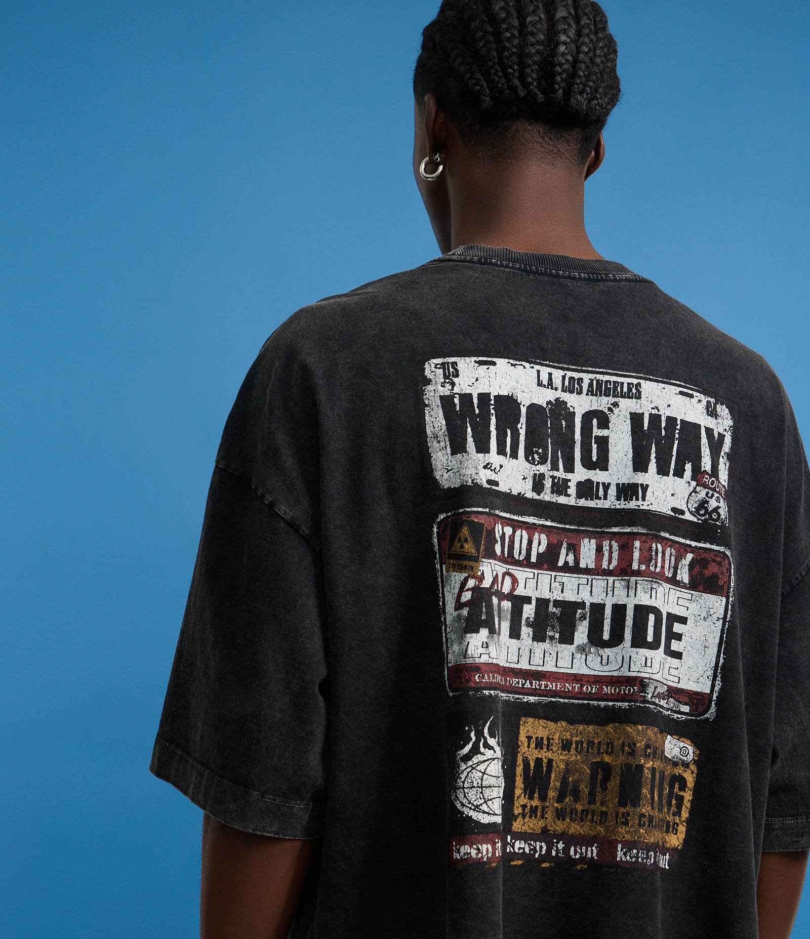 Camiseta Oversized em Algodão com Estampa de Placas Marmorizada Cinza 6